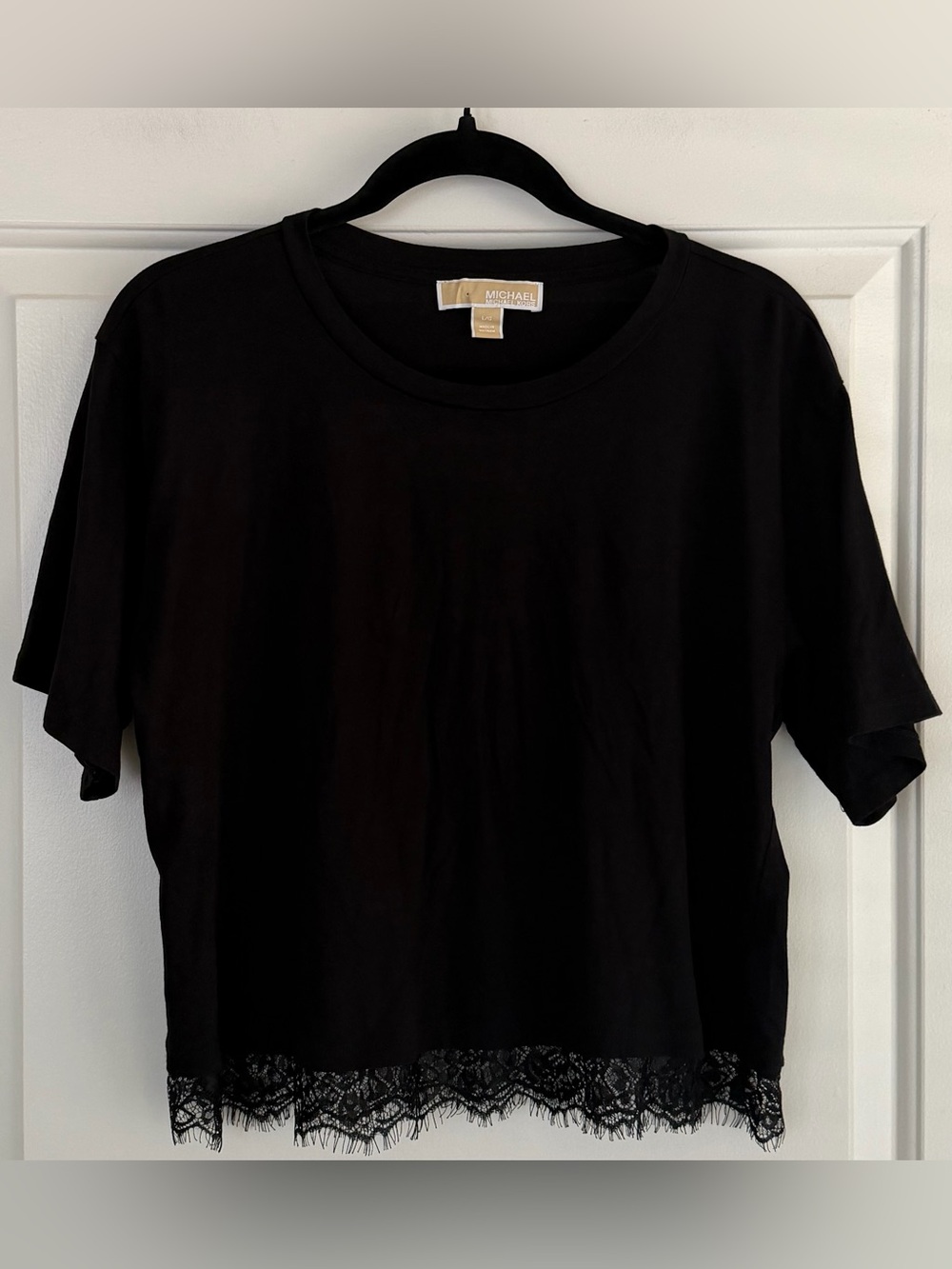 MICHAEL Michael Kors Black Lace-Hem Top
